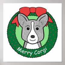 Wolljacken-Walisercorgi-Weihnachten Poster