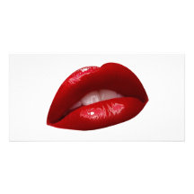 Woman's Luscious Red Lipstick Lips Photo Cards