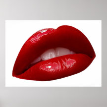 Woman's Luscious Red Lipstick Lips Posters