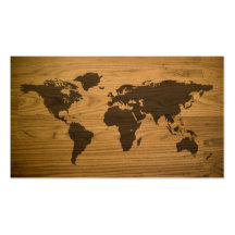 Woodgrain-strukturierte Weltkarte Visitenkarten