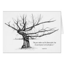 Wort Gottes für immer: Knotiger Baum im Bleistift Karte
