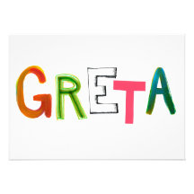 Wort-Kunstgeschenke Greta Spaßes bunte für Greta-L Ankündigungskarte