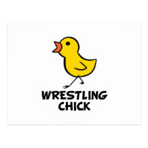 Wrestling-Küken-Postkarte