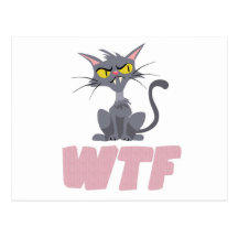 WTF CAT-ROSA POSTKARTEN