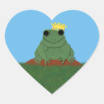 Wunderlicher Frosch-Prinz mit Krone Herz Aufkleber