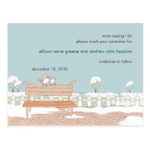 Wunderlicher Winter Save the Date Wedding Postkart