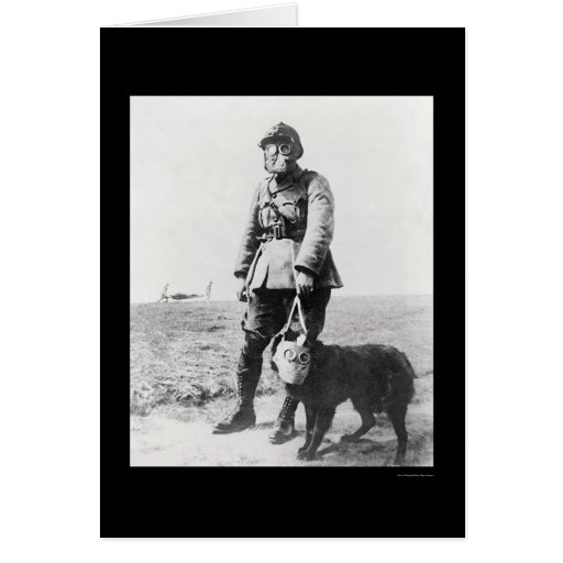 WWI Sergeant und seine Hundetragenden Gasmasken 19 Karte