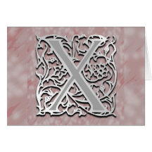 X Monogram "Silver Stone" Note Card Greeting Card