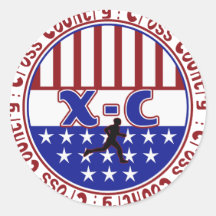 XC CROSS COUNTRY-PATRIOTISCHE USA-FARBEN RUNDER AUFKLEBER