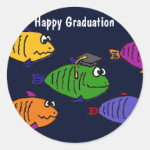 XX glückliche Abschluss-Schule der Fische Runde Aufkleber