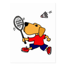 XX Labrador retriever, das Badminton spielt Postkarten