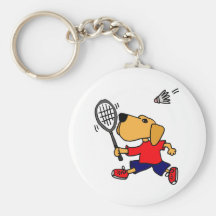 XX Labrador retriever, das Badminton spielt Schlüsselanhänger