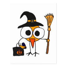 XX lustiger Vogel gekleidet als Hexe-Halloween-Car Postkarte