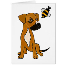 XX niedlicher Kasten-Welpe und Bienen-Cartoon Grußkarte