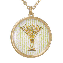 Y-Anfangsmonogramm-"Goldpin-Streifen-" Halskette
