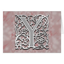 Y Monogram "Silver Stone" Note Card Greeting Card