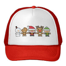 Yay für Weihnachtscharaktere der Farbefünf Trucker Mützen