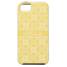 Yellow Monogram Geometric Diamond Pattern iPhone 5 Cases