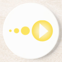 Yellow Play Button Beverage Coasters