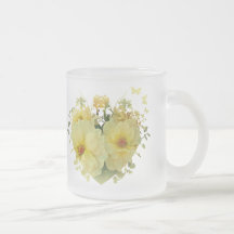 Yellow Roses In A Heart Mug