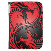 Yin Yang Drachen, Rot und Schwarzes