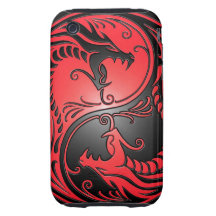 Yin Yang Drachen, Rot und Schwarzes Tough iPhone 3 Hülle
