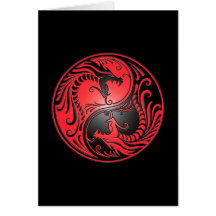 Yin Yang Drachen, Rot und Schwarzes Karte