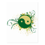 Yin Yang grünes Blumen Postkarten