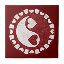 YIN YANG HERZ-ROT Fliese