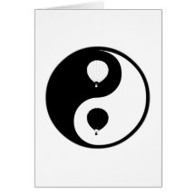 Yin Yang Im Ballon aufsteigen Grußkarte