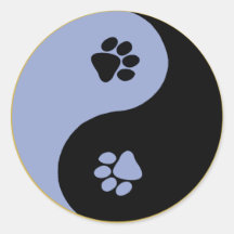 Yin Yang Tatzen blau Runder Sticker