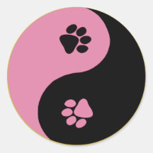 Yin Yang Tatzen-Rosa Runder Sticker
