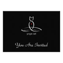 Yoga-Katze - regelmäßiger Arttext Personalisierte Einladungskarten