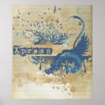 Yoga spricht: Blaues X-pressive Chakra Plakatdruck