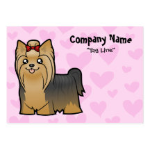 Yorkshire-Terrier-Liebe (langes Haar mit Bogen) Visitenkarten Vorlage