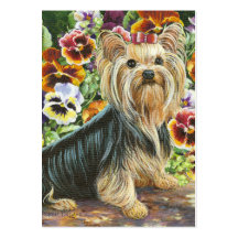 Yorkshireterrier-u. -Stiefmütterchen-Malen Visitenkartenvorlagen