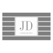 YourJobTitle! Monogramm/Striped/dunkelgrau Visitenkartenvorlagen