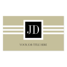 YourJobTitle! Monogramm-Weiß Stripes TAN Visitenkarten