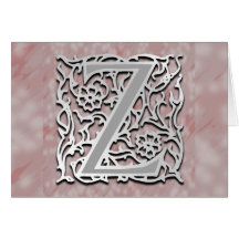 Z Monogram "Silver Stone" Note Card Greeting Card