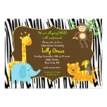Zebra-Druck-Dschungel-Safari-Tier-Babyparty Einladungskarten