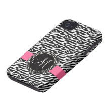 Zebra-Druck-Monogramm iPhone 4 Case-Mate-Rosa