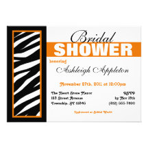 Zebra-Druck-Seiten-orange Brautparty-Einladungen