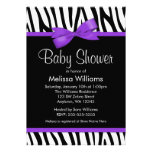 Zebra-lila Druckbogen-Baby-Dusche Ankündigungskarten