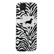 Zebra-Streifen w/Dachshund iPhone 4 Case-Mate Hülle