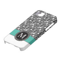 Zebra Stripes Monogramm-Türkis iPhone 5 Kasten iPhone 5 Schutzhülle