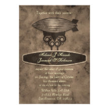 Zeppelin Steampunk Hochzeits-Einladung
