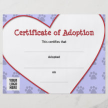 Zertifikat der Haustier-Adoption Bedruckte Flyer