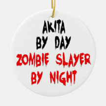 Zombie Slayer Akita Dog Ornament