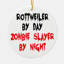 Zombie Slayer Rottweiler Dog Christmas Tree Ornament