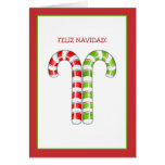 Zuckerstange-rote grüne spanische Weihnachtskarte